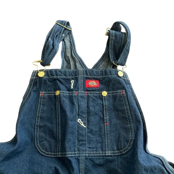 y2k Vintage Dickies Dark Wash Heavyweight Denim Blue Jean Overalls Size 42x32 - Picture 5 of 7